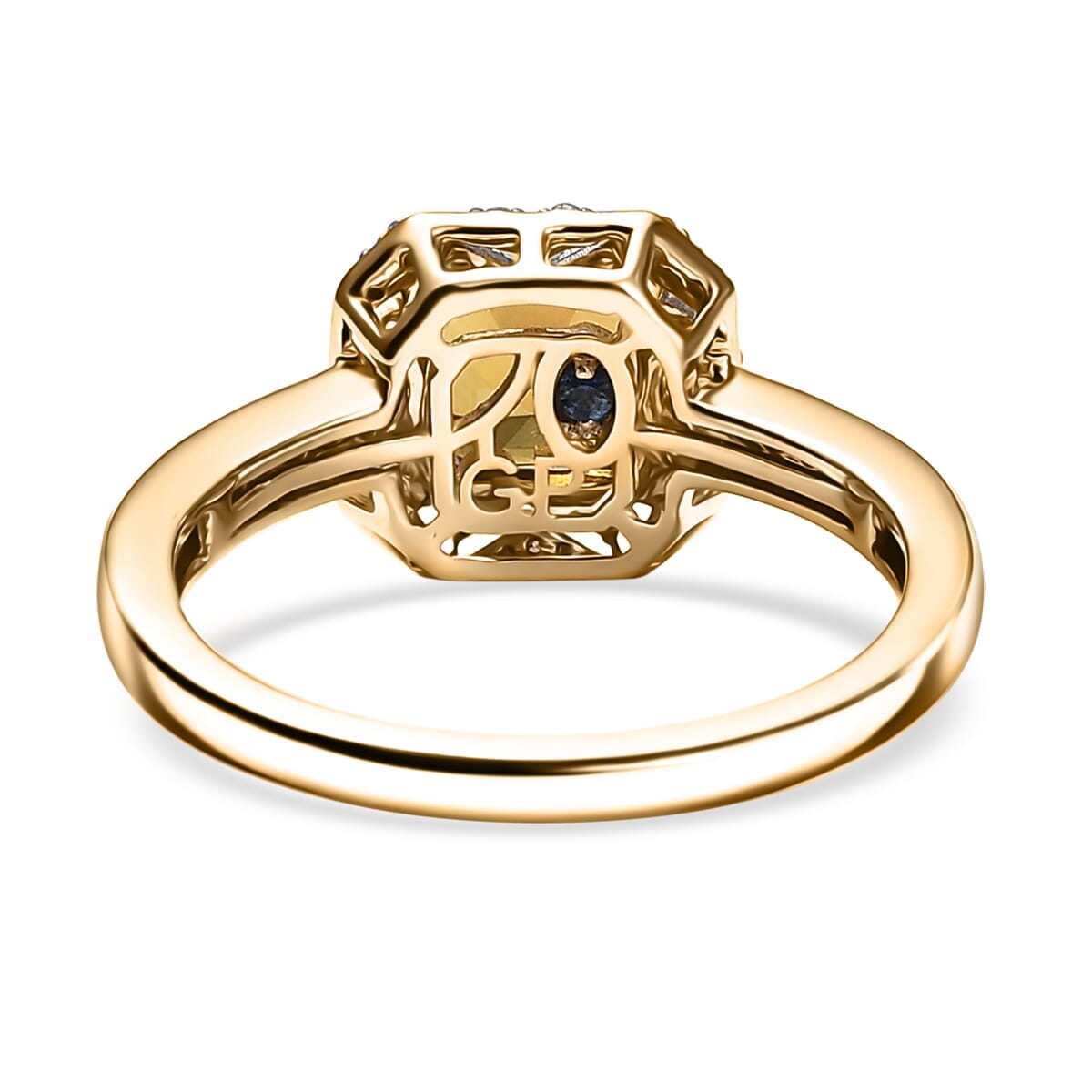 GP 10K Yellow Gold AAA Asscher Cut Golden Turkizite, Diamond (I2) Ring (Size 6.5) 2.15 ctw image number 4