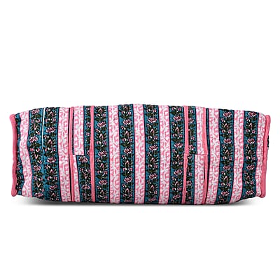 Teal and Pink Quilted Cotton & Polyester Tote Bag