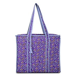 Violet Quilted Cotton & Polyester Tote Bag