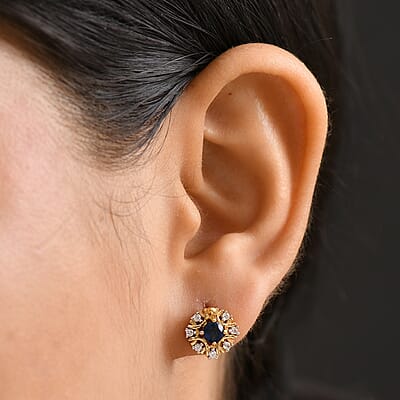 D'Joy Kashmir Kyanite and White Zircon 1.00 ctw Earrings in 18K Vermeil Yellow Gold Over Sterling Silver 