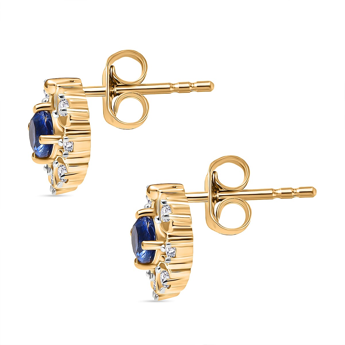 D'Joy Kashmir Kyanite and White Zircon 1.00 ctw Earrings in 18K Vermeil Yellow Gold Over Sterling Silver  image number 3
