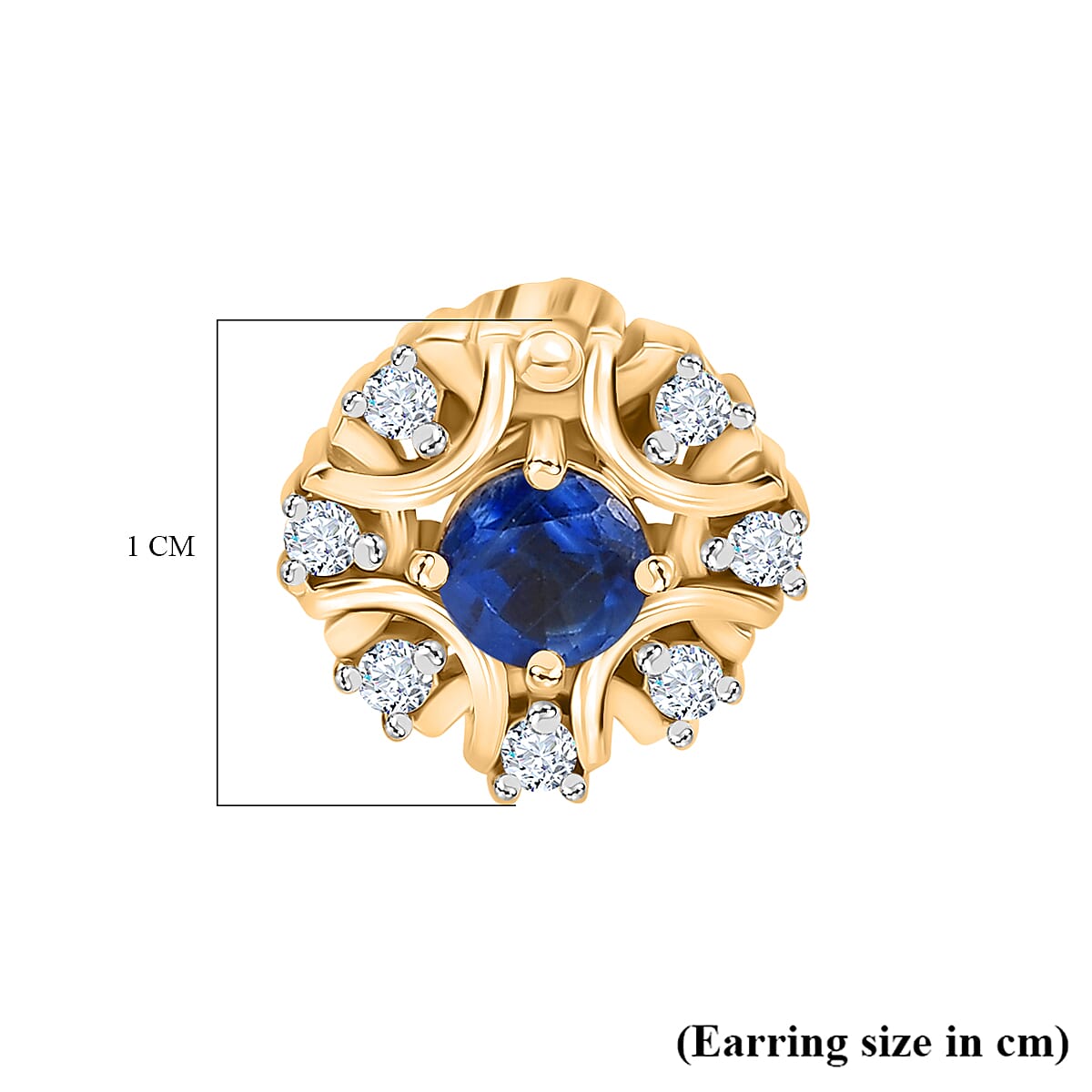 D'Joy Kashmir Kyanite and White Zircon 1.00 ctw Earrings in 18K Vermeil Yellow Gold Over Sterling Silver 