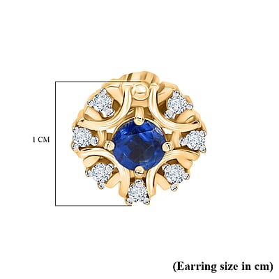 D'Joy Kashmir Kyanite and White Zircon 1.00 ctw Earrings in 18K Vermeil Yellow Gold Over Sterling Silver 
