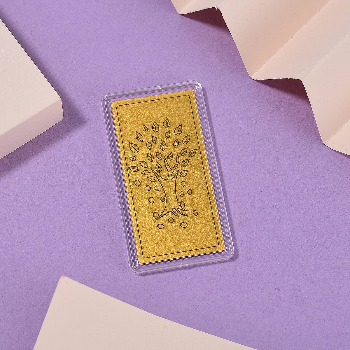 24K Gold Tree of Life Emboss Sheet 55x30mm 100mg image number 1
