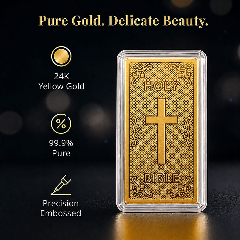 24K Gold Holy Bible Emboss Sheet 55x30mm 100mg