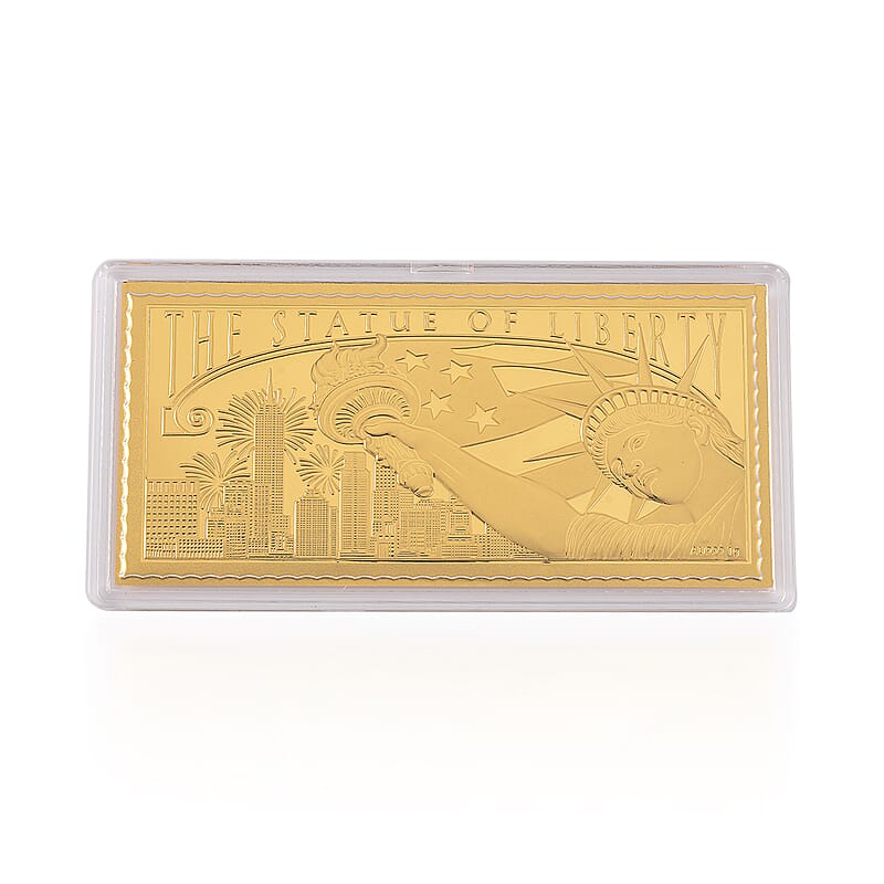 24K Golden Statue of Liberty Emboss Sheet 103x49mm (1 g)