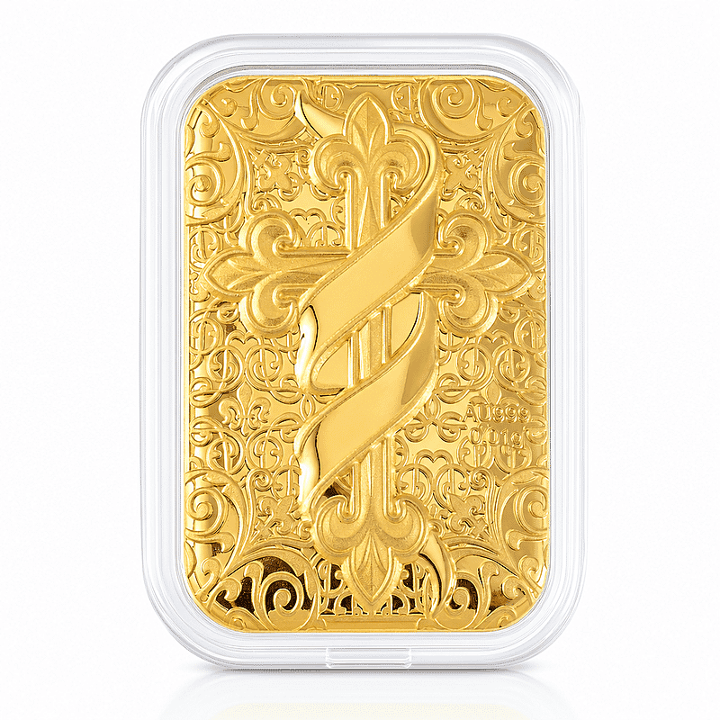 Faith Fleur-De-Lis Cross 24k Gold Embossed Sheet 10mg