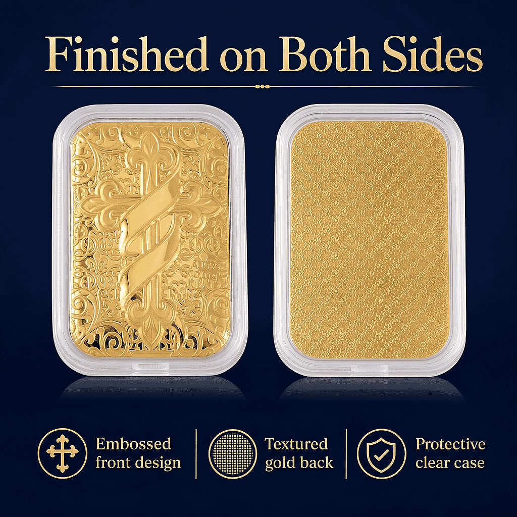 Faith Fleur-De-Lis Cross 24k Gold Embossed Sheet 10mg (Del. In 10-12 Days)