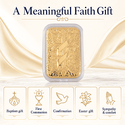 Faith Fleur-De-Lis Cross 24k Gold Embossed Sheet 10mg