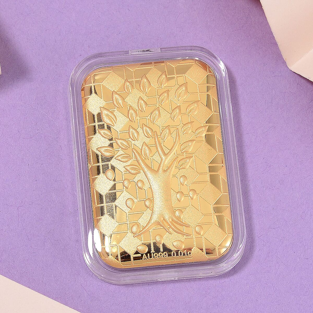 24K Gold Tree of Life Emboss Sheet 31x45.5mm 10mg image number 1