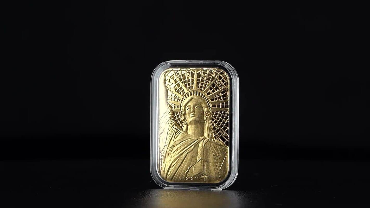 24K Golden Statue of Liberty Emboss Sheet 31x45.5mm 10mg