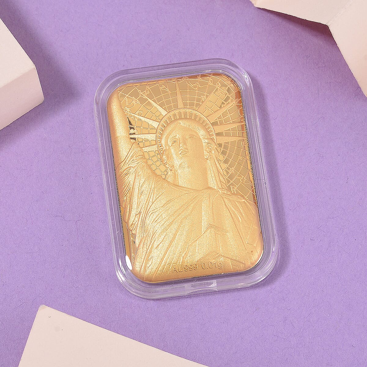 24K Gold Statue of Liberty Emboss Sheet 31x45.5mm 10mg image number 1