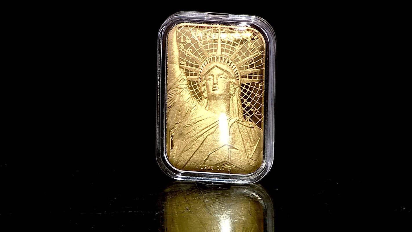24K Golden Statue of Liberty Emboss Sheet 31x45.5mm 10mg