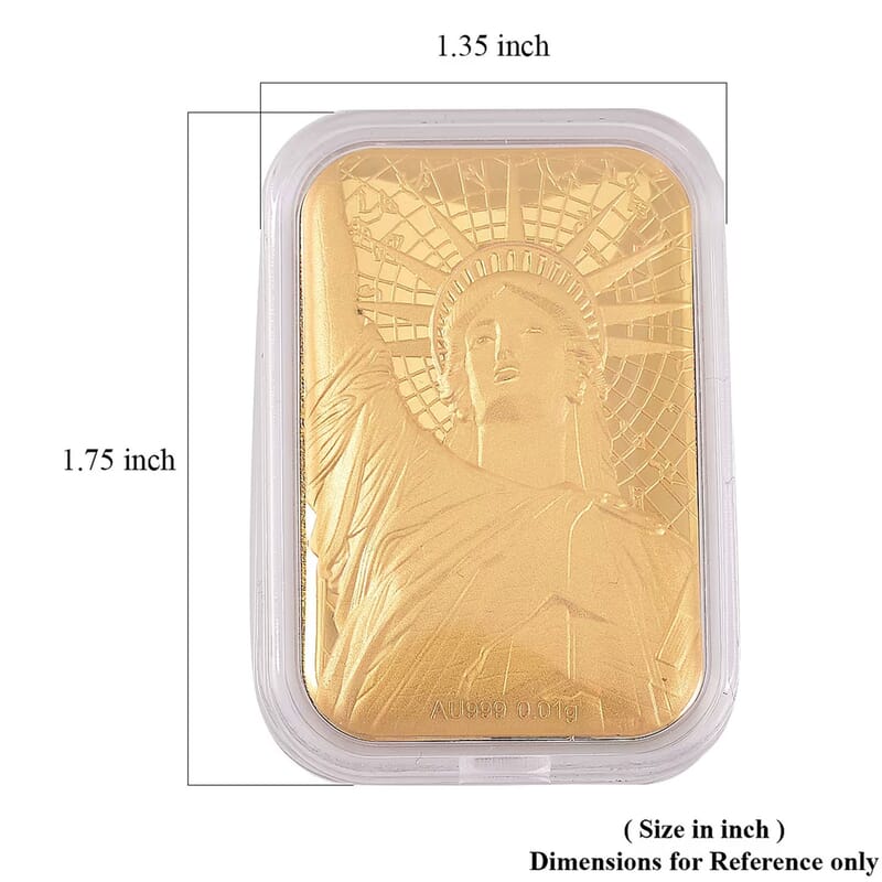 24K Golden Statue of Liberty Emboss Sheet 31x45.5mm 10mg