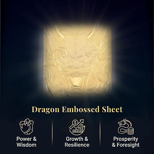 24K Golden Dragon Emboss Sheet 31x45.5mm 10mg - Product card gallery slide 3 (10177986101561)