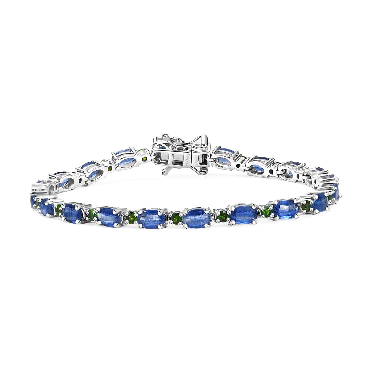 D'Joy Kashmir Kyanite and Chrome Diopside 12.75 ctw Water Bubbles Bracelet in Rhodium Over Sterling Silver (7.25 In) image number 0