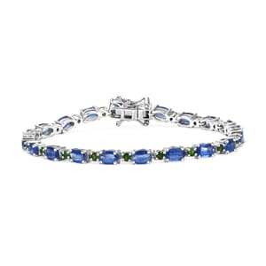 D'Joy Kashmir Kyanite and Chrome Diopside 12.75 ctw Water Bubbles Bracelet in Rhodium Over Sterling Silver (7.25 In)