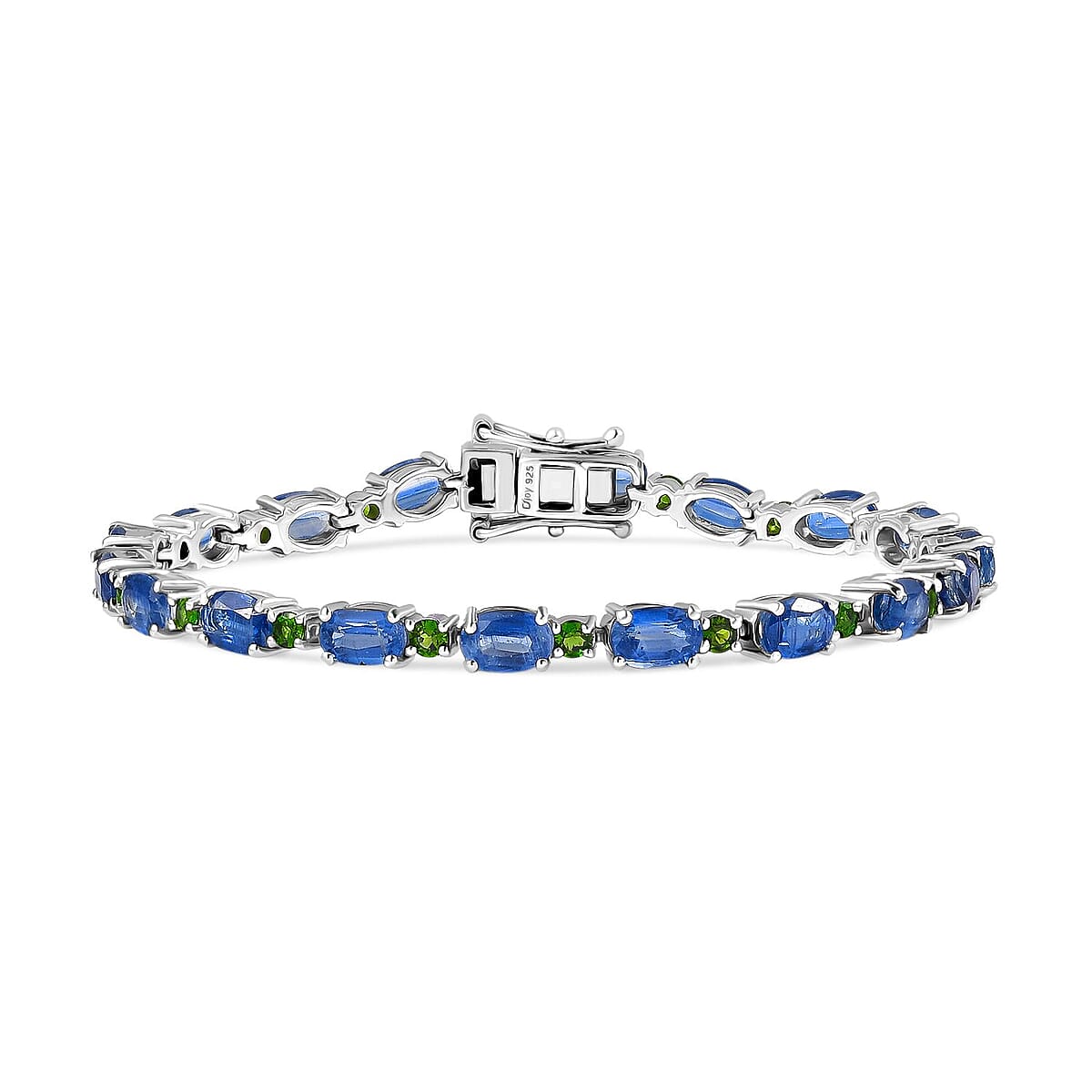 D'Joy Kashmir Kyanite, Chrome Diopside 13.00 ctw Water Bubbles Bracelet in Rhodium Over Sterling Silver (6.50 In) image number 0