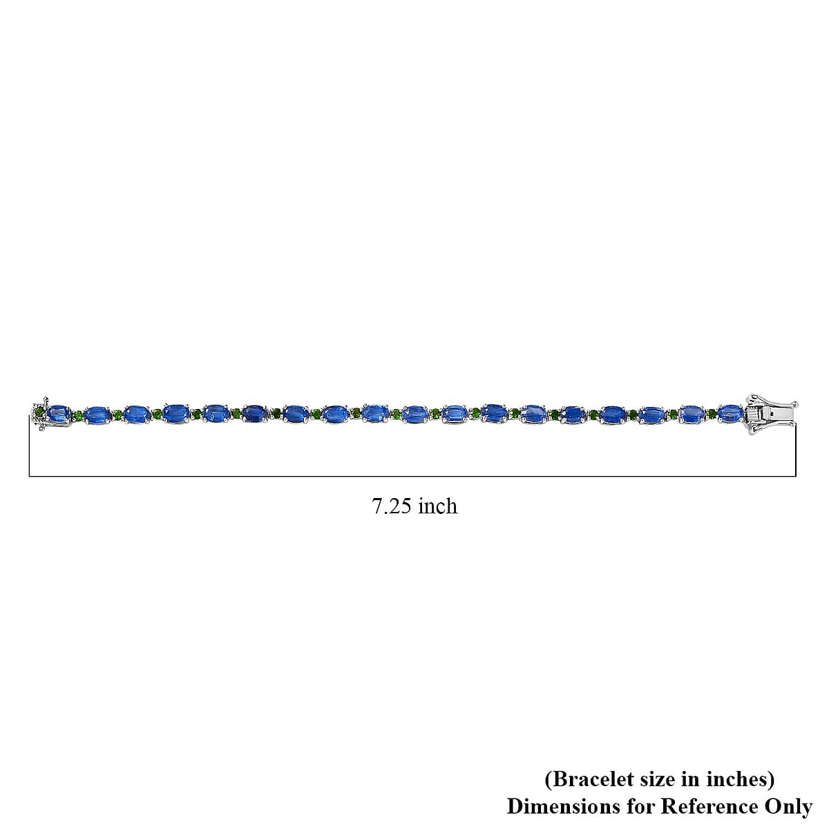 D'Joy Kashmir Kyanite, Chrome Diopside 13.00 ctw Water Bubbles Bracelet in Rhodium Over Sterling Silver (6.50 In) image number 4