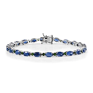 D'Joy Kashmir Kyanite and Chrome Diopside 15.90 ctw Water Bubbles Bracelet in Rhodium Over Sterling Silver (8.00 In)
