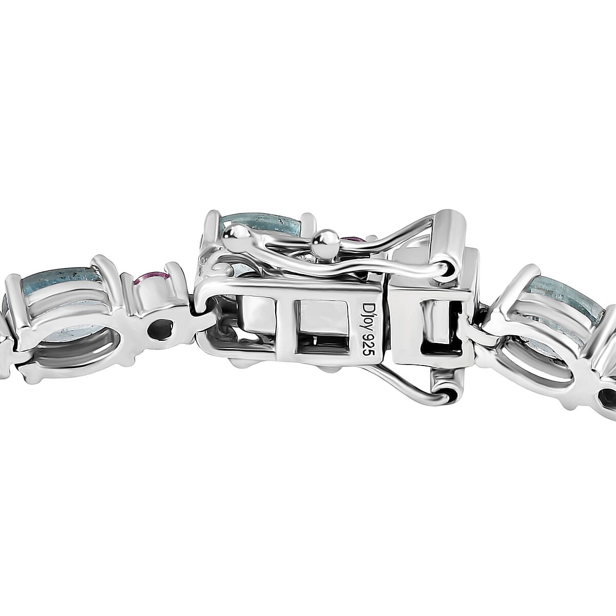 D'Joy Aqua Kyanite and Madagascar Pink Sapphire 11.10 ctw Water Bubbles Bracelet in Rhodium Over Sterling Silver (6.50 In) image number 2