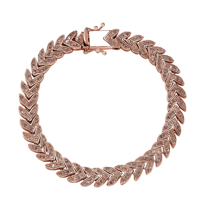 D'Joy Uncut Natural Pink Diamond 1.50 ctw Bracelet in 18K Vermeil Rose Gold Over Sterling Silver (8.00 In)