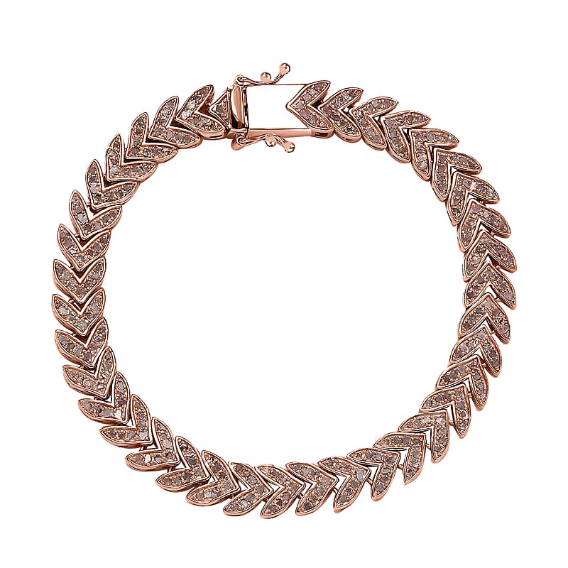 D'Joy Uncut Natural Pink Diamond Bracelet in 18K Vermeil RG Over Sterling Silver (8.00 In) 1.50 ctw