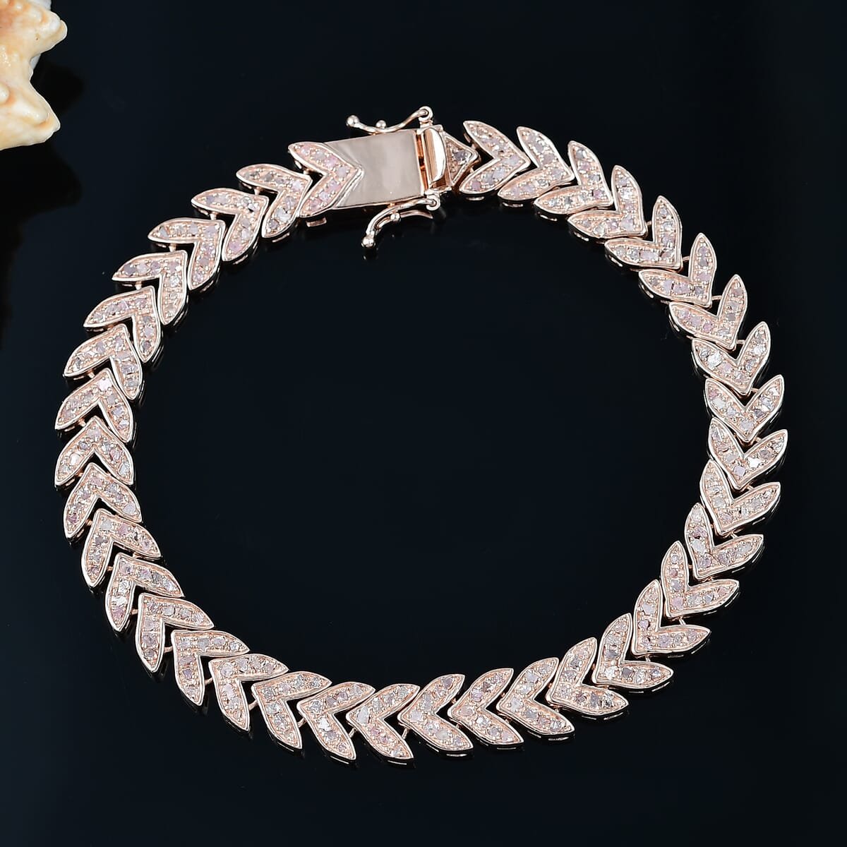 D'Joy Uncut Natural Pink Diamond 1.50 ctw Bracelet in 18K Vermeil Rose Gold Over Sterling Silver (8.00 In) image number 1
