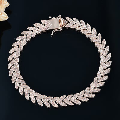 D'Joy Uncut Natural Pink Diamond Bracelet in 18K Vermeil RG Over Sterling Silver (8.00 In) 1.50 ctw