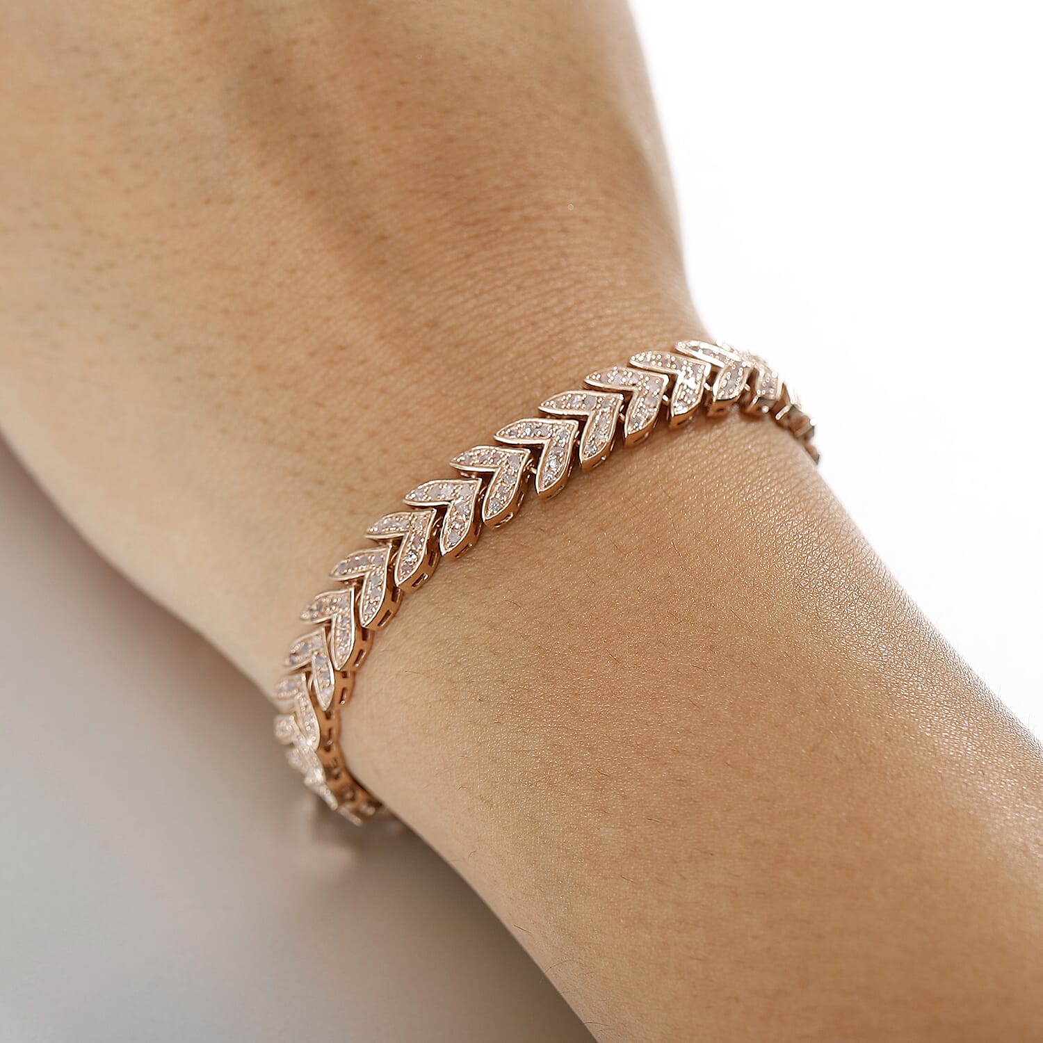 D'Joy Uncut Natural Pink Diamond Bracelet in 18K Vermeil RG Over Sterling Silver (8.00 In) 1.50 ctw
