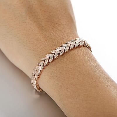 D'Joy Uncut Natural Pink Diamond Bracelet in 18K Vermeil RG Over Sterling Silver (8.00 In) 1.50 ctw
