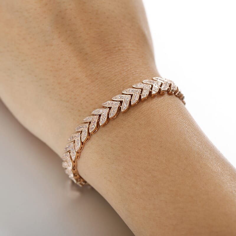 D'Joy Uncut Natural Pink Diamond 1.50 ctw Bracelet in 18K Vermeil Rose Gold Over Sterling Silver (8.00 In)