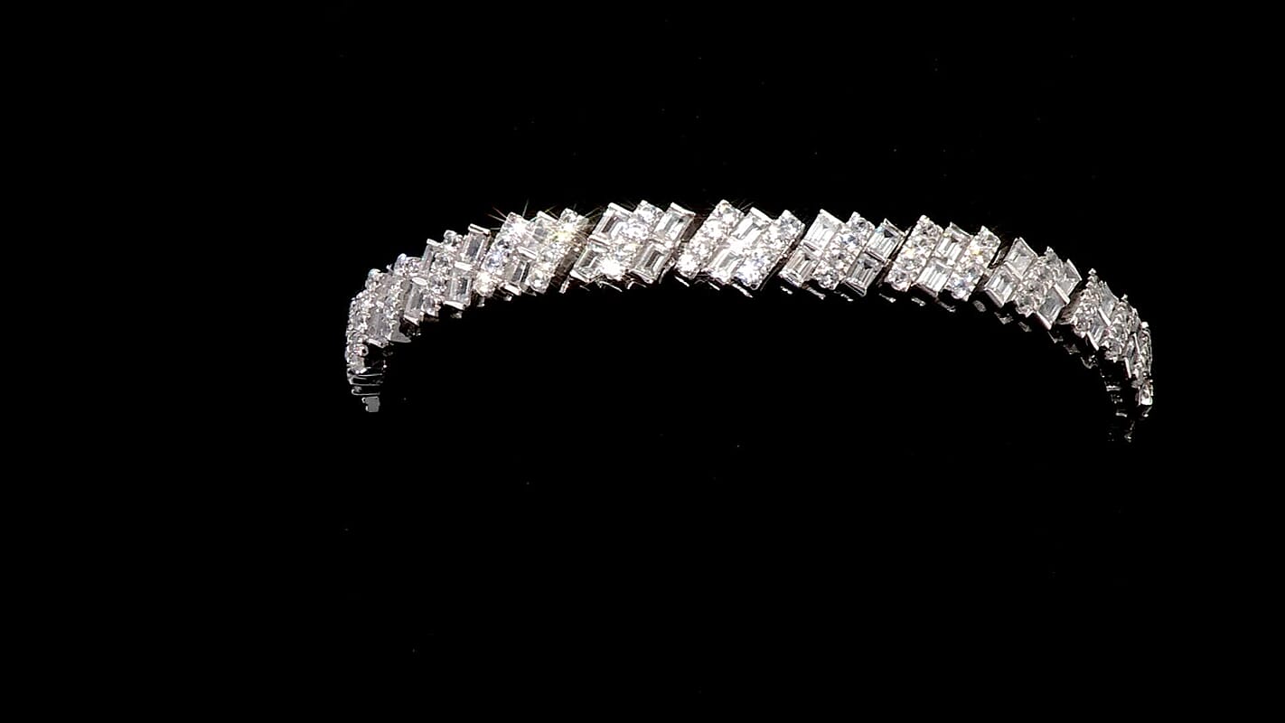 White Zircon 10.35 ctw Bracelet in Rhodium Over Sterling Silver (6.50 In)