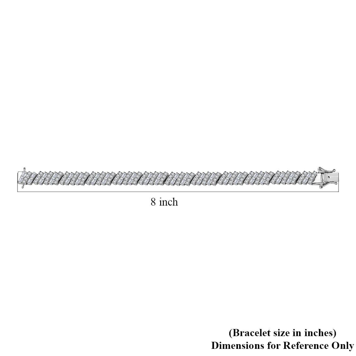D'Joy White Zircon 10.35 ctw Art Deco Bracelet in Rhodium Over Sterling Silver (6.50 In) image number 4