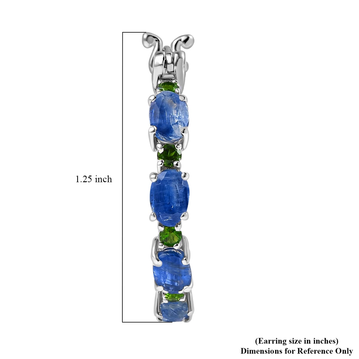 D'Joy Kashmir Kyanite and Chrome Diopside 6.75 ctw Water Bubbles Hoop Earrings in Rhodium Over Sterling Silver image number 4