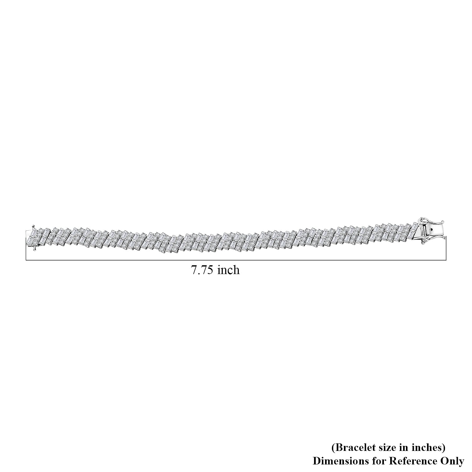D'Joy White Zircon 12.10 ctw Art Deco Bracelet in Rhodium Over Sterling Silver (7.25 In)