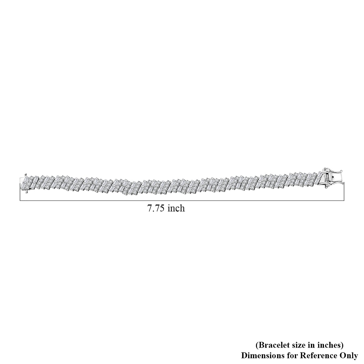 D'Joy White Zircon 12.10 ctw Art Deco Bracelet in Rhodium Over Sterling Silver (7.25 In) image number 4