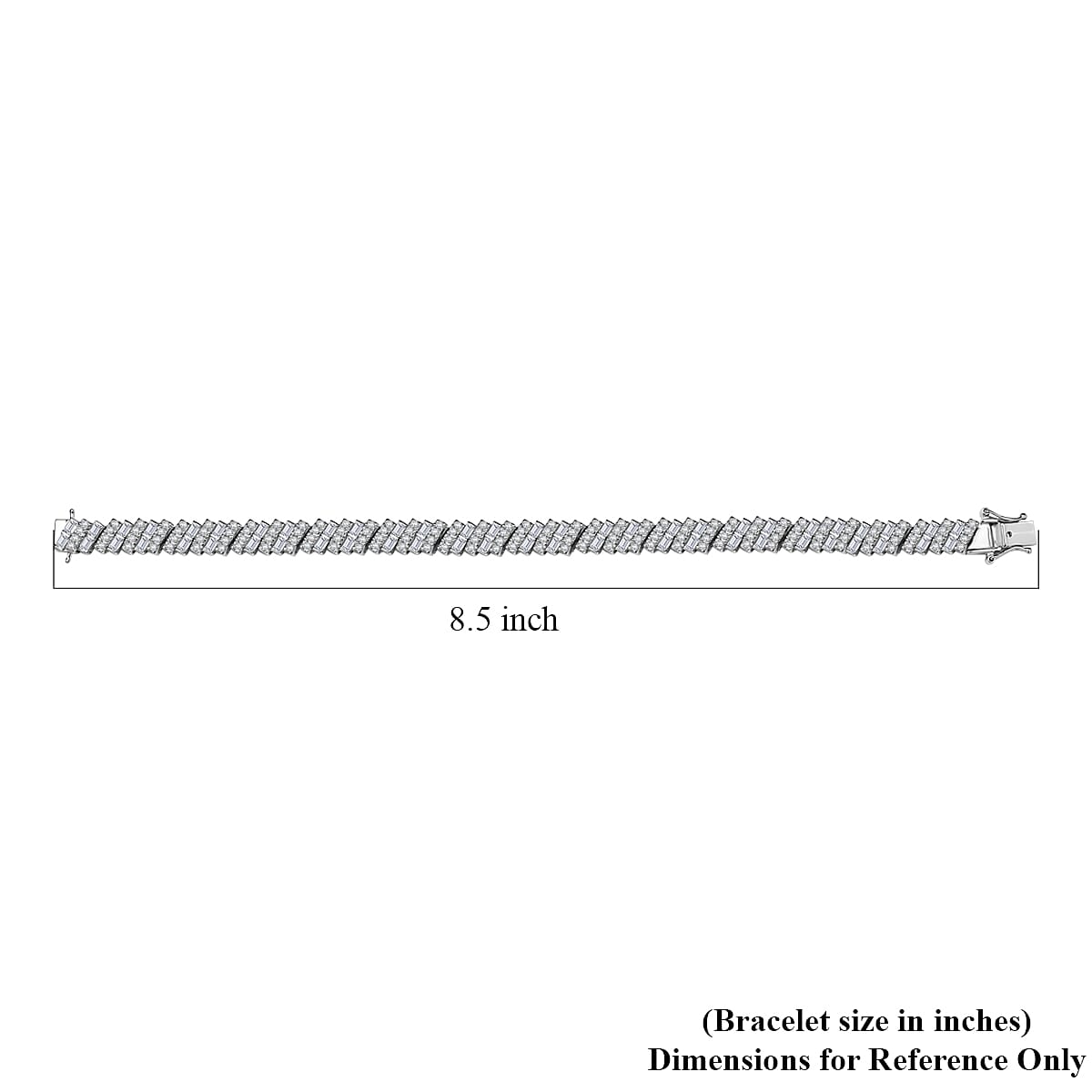 D'Joy White Zircon 13.20 ctw Art Deco Bracelet in Rhodium Over Sterling Silver (8.00 In) image number 4