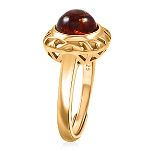 Baltic Amber Ring in 14K Yellow Gold Over Sterling Silver (Adjustable)