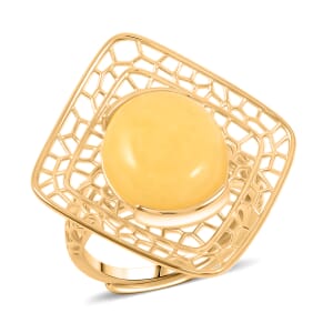 Butterscotch Amber Ring in 14K YG Over Sterling Silver (Adjustable)