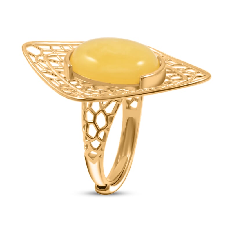 Butterscotch Amber Ring in 14K YG Over Sterling Silver (Adjustable)
