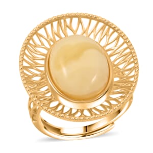 Butterscotch Amber Ring in 14K Yellow Gold Over Sterling Silver (Adjustable)