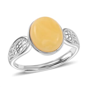 Butterscotch Amber Ring in Sterling Silver (Adjustable)