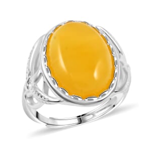 Butterscotch Amber Ring in Sterling Silver (Adjustable)