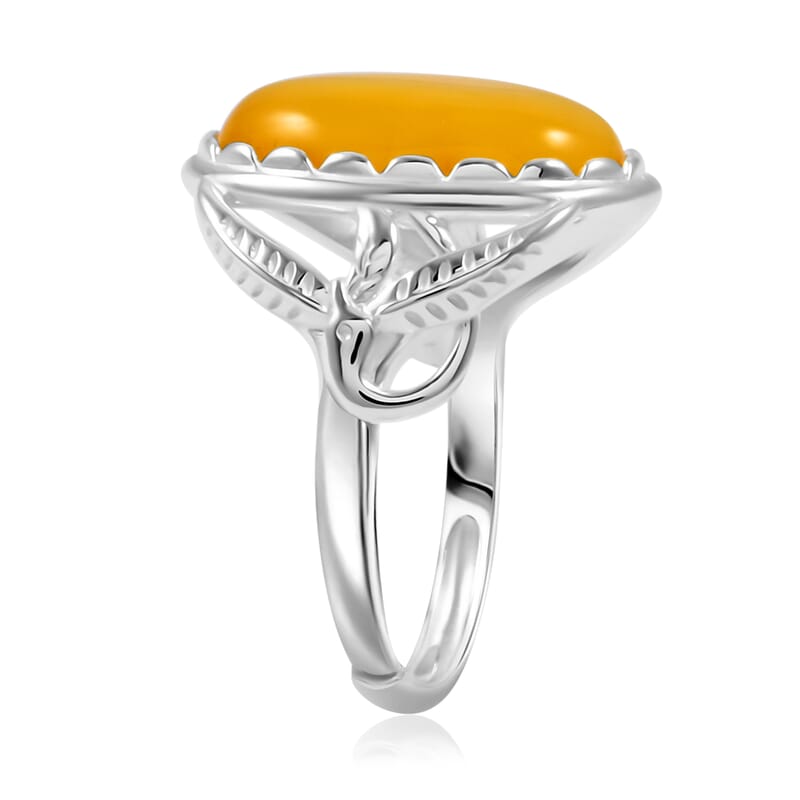 Butterscotch Amber Ring in Sterling Silver (Adjustable)