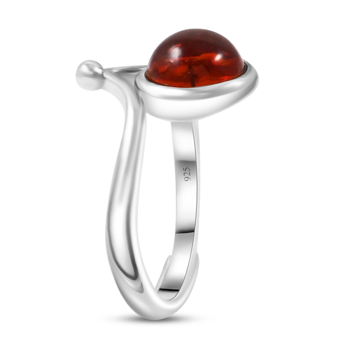 Baltic Amber Round Fancy Ring in Sterling Silver (Adjustable) image number 3