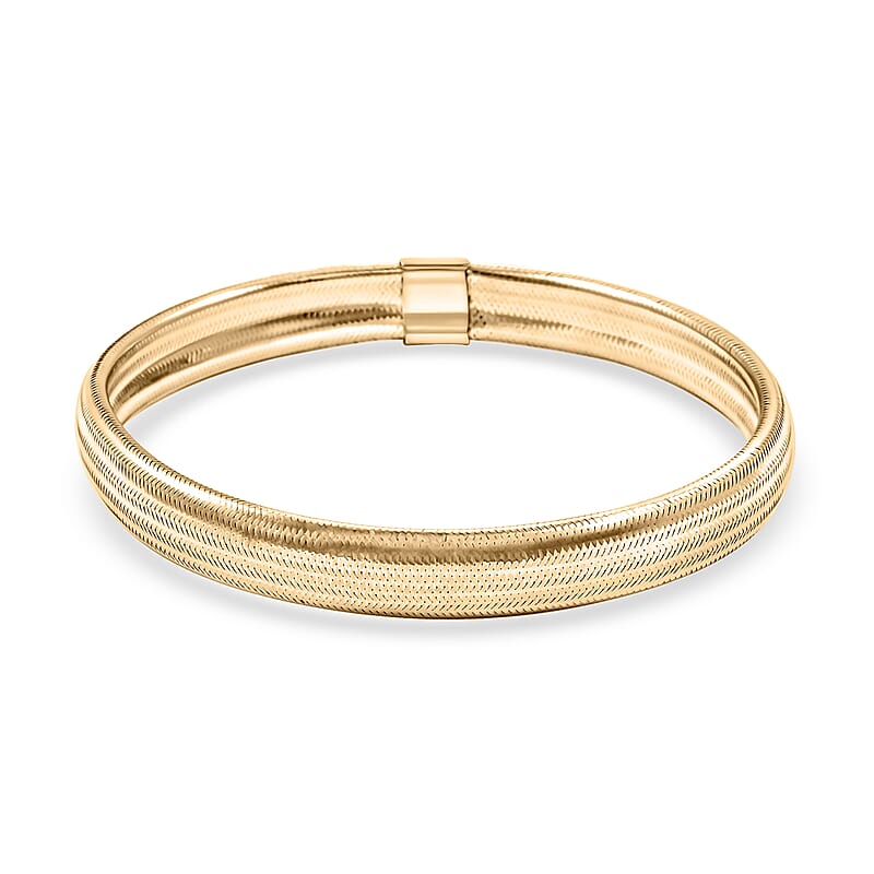 Italian 10K Yellow Gold Domed Stretch Bracelet (7.0-8.0 Inches) (8mm, 2.20 Grams)