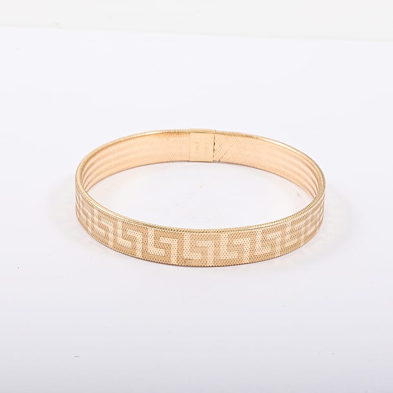 Italian 8mm Flex Greek Key Stretch Bracelet in 10K Yellow Gold (7.0-8.0In) 2.25 Grams