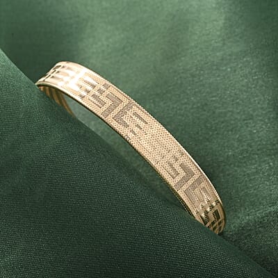 Italian 8mm Flex Greek Key Stretch Bracelet in 10K Yellow Gold (7.0-8.0In) 2.25 Grams