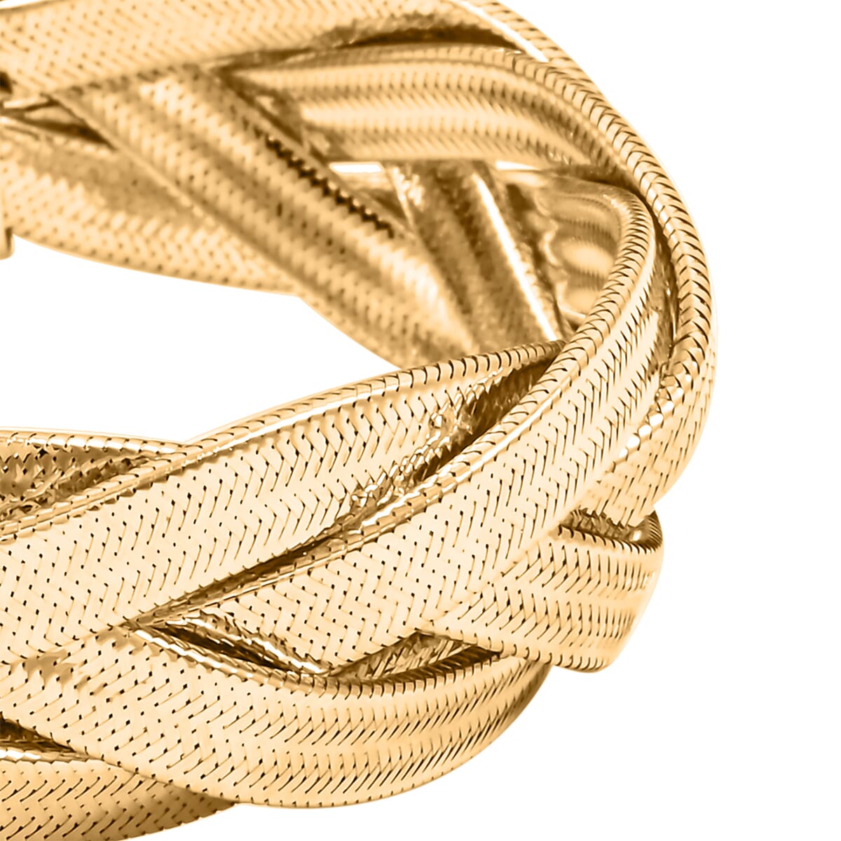 Italian 16.5mm Braided Stretch Bracelet in 10K Yellow Gold 5.85 Grams image number 2